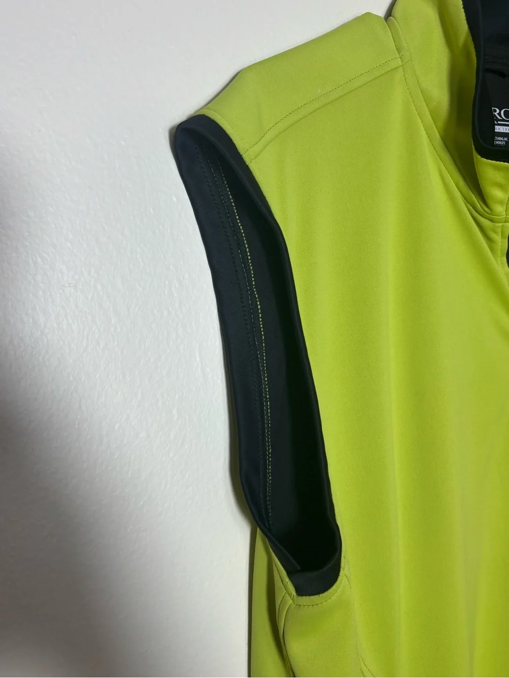 Zero Restriction Mens Golf Vest Lime Green Black Full Zip Softshell Size Large